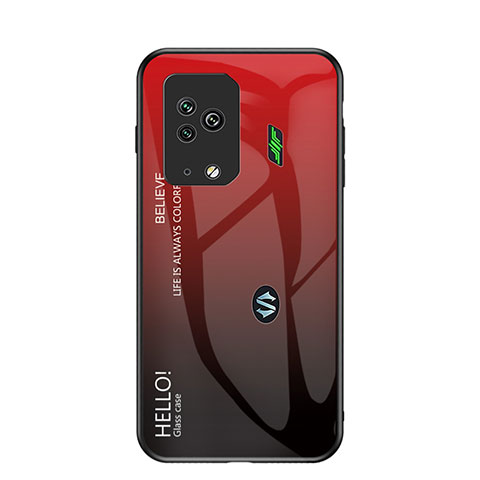 Custodia Silicone Specchio Laterale Sfumato Arcobaleno Cover LS1 per Xiaomi Black Shark 5 Pro 5G Rosso