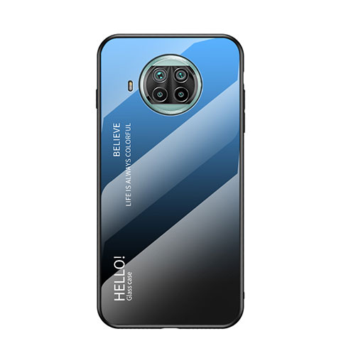 Custodia Silicone Specchio Laterale Sfumato Arcobaleno Cover LS1 per Xiaomi Mi 10i 5G Blu