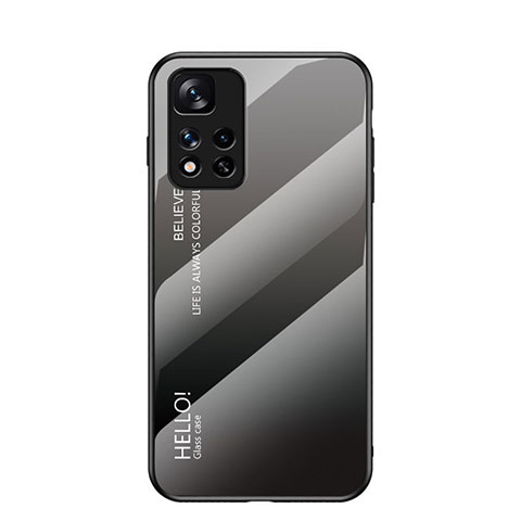 Custodia Silicone Specchio Laterale Sfumato Arcobaleno Cover LS1 per Xiaomi Mi 11i 5G (2022) Grigio Scuro