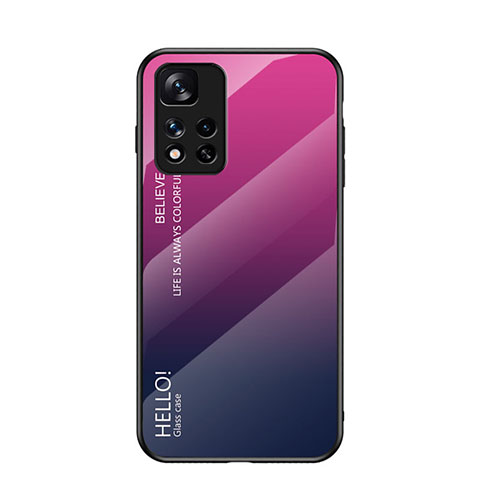 Custodia Silicone Specchio Laterale Sfumato Arcobaleno Cover LS1 per Xiaomi Mi 11i 5G (2022) Rosa Caldo