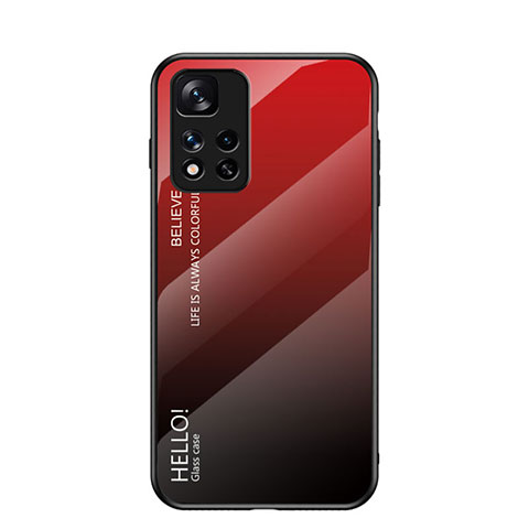 Custodia Silicone Specchio Laterale Sfumato Arcobaleno Cover LS1 per Xiaomi Mi 11i 5G (2022) Rosso