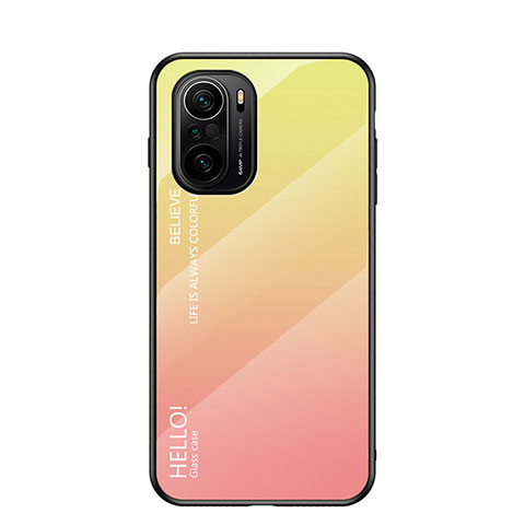 Custodia Silicone Specchio Laterale Sfumato Arcobaleno Cover LS1 per Xiaomi Mi 11i 5G Giallo