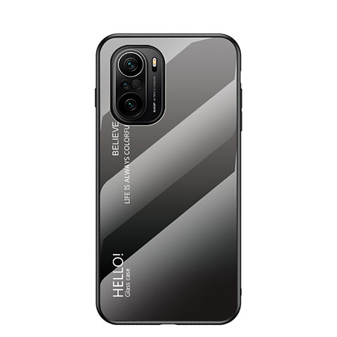 Custodia Silicone Specchio Laterale Sfumato Arcobaleno Cover LS1 per Xiaomi Mi 11i 5G Grigio Scuro