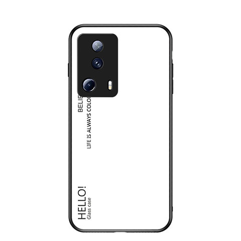 Custodia Silicone Specchio Laterale Sfumato Arcobaleno Cover LS1 per Xiaomi Mi 12 Lite NE 5G Bianco