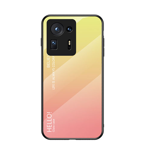 Custodia Silicone Specchio Laterale Sfumato Arcobaleno Cover LS1 per Xiaomi Mi Mix 4 5G Giallo