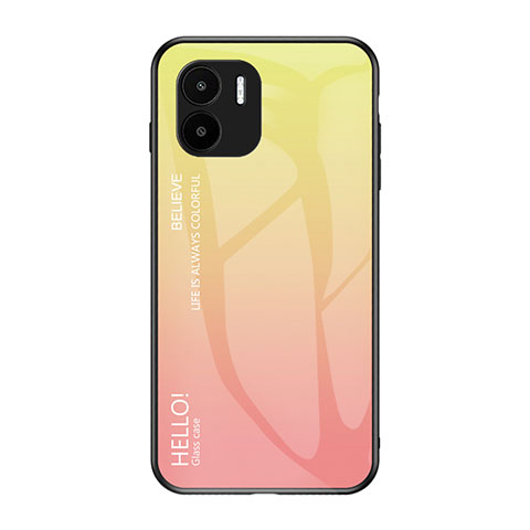 Custodia Silicone Specchio Laterale Sfumato Arcobaleno Cover LS1 per Xiaomi Poco C50 Giallo