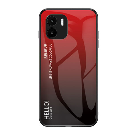 Custodia Silicone Specchio Laterale Sfumato Arcobaleno Cover LS1 per Xiaomi Poco C50 Rosso