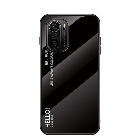 Custodia Silicone Specchio Laterale Sfumato Arcobaleno Cover LS1 per Xiaomi Poco F3 5G Nero