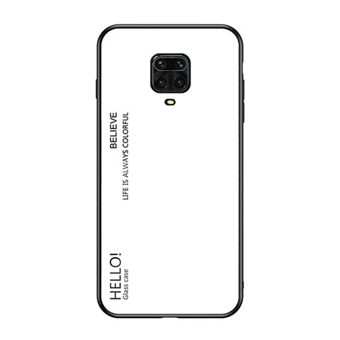 Custodia Silicone Specchio Laterale Sfumato Arcobaleno Cover LS1 per Xiaomi Poco M2 Pro Bianco