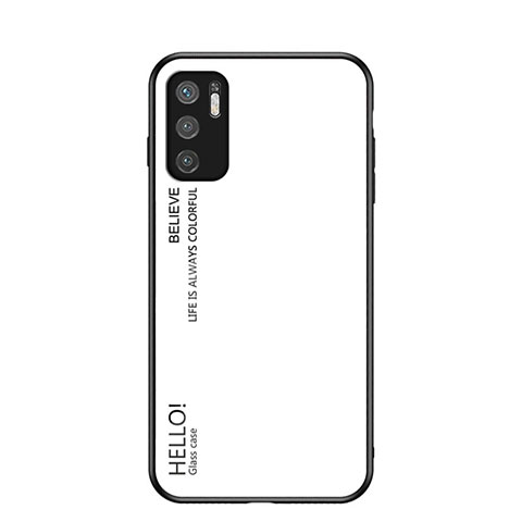 Custodia Silicone Specchio Laterale Sfumato Arcobaleno Cover LS1 per Xiaomi POCO M3 Pro 5G Bianco