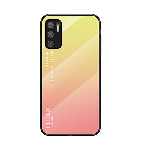 Custodia Silicone Specchio Laterale Sfumato Arcobaleno Cover LS1 per Xiaomi POCO M3 Pro 5G Giallo