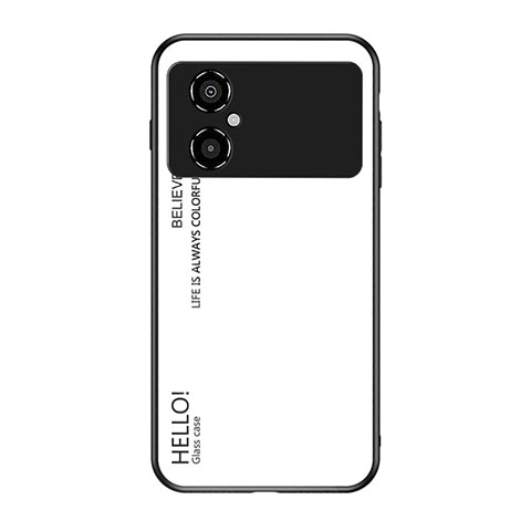 Custodia Silicone Specchio Laterale Sfumato Arcobaleno Cover LS1 per Xiaomi Poco M4 5G Bianco