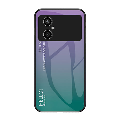 Custodia Silicone Specchio Laterale Sfumato Arcobaleno Cover LS1 per Xiaomi Poco M4 5G Multicolore