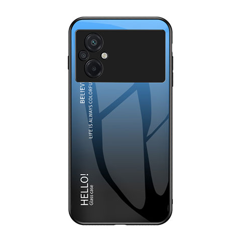 Custodia Silicone Specchio Laterale Sfumato Arcobaleno Cover LS1 per Xiaomi Poco M5 4G Blu