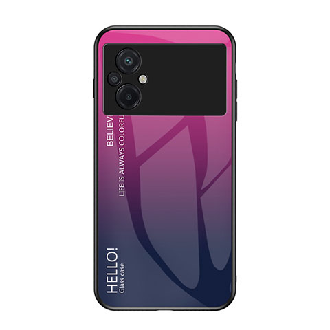 Custodia Silicone Specchio Laterale Sfumato Arcobaleno Cover LS1 per Xiaomi Poco M5 4G Rosa Caldo
