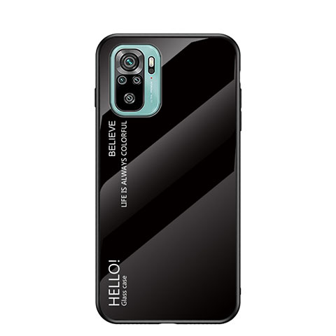 Custodia Silicone Specchio Laterale Sfumato Arcobaleno Cover LS1 per Xiaomi Poco M5S Nero
