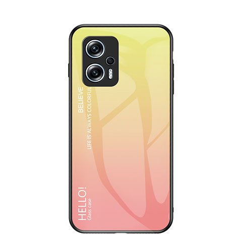 Custodia Silicone Specchio Laterale Sfumato Arcobaleno Cover LS1 per Xiaomi Poco X4 GT 5G Giallo