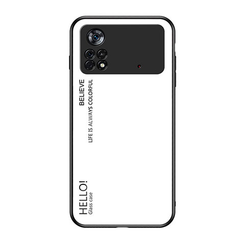 Custodia Silicone Specchio Laterale Sfumato Arcobaleno Cover LS1 per Xiaomi Poco X4 Pro 5G Bianco
