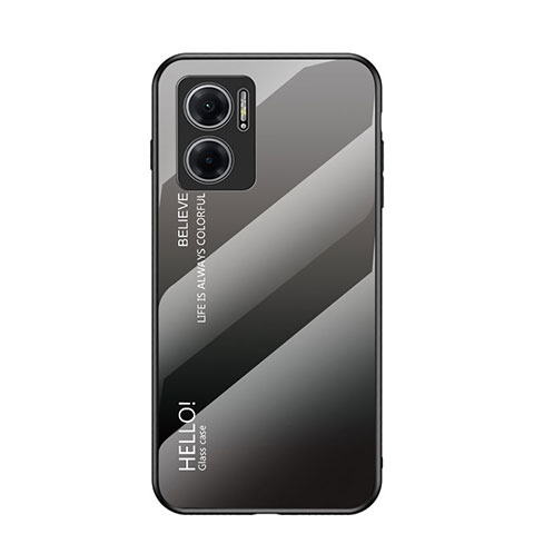 Custodia Silicone Specchio Laterale Sfumato Arcobaleno Cover LS1 per Xiaomi Redmi 10 5G Grigio Scuro