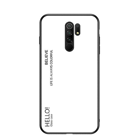 Custodia Silicone Specchio Laterale Sfumato Arcobaleno Cover LS1 per Xiaomi Redmi 9 Bianco