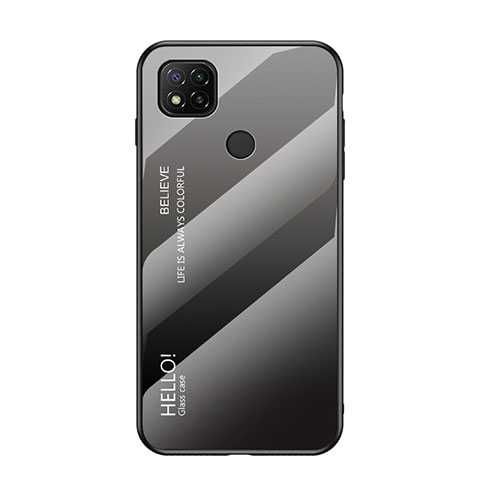 Custodia Silicone Specchio Laterale Sfumato Arcobaleno Cover LS1 per Xiaomi Redmi 9 India Grigio Scuro