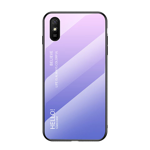 Custodia Silicone Specchio Laterale Sfumato Arcobaleno Cover LS1 per Xiaomi Redmi 9AT Lavanda