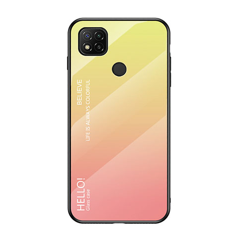 Custodia Silicone Specchio Laterale Sfumato Arcobaleno Cover LS1 per Xiaomi Redmi 9C NFC Giallo