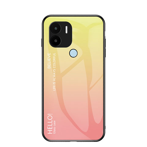 Custodia Silicone Specchio Laterale Sfumato Arcobaleno Cover LS1 per Xiaomi Redmi A1 Plus Giallo