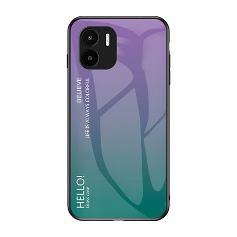 Custodia Silicone Specchio Laterale Sfumato Arcobaleno Cover LS1 per Xiaomi Redmi A2 Plus Multicolore