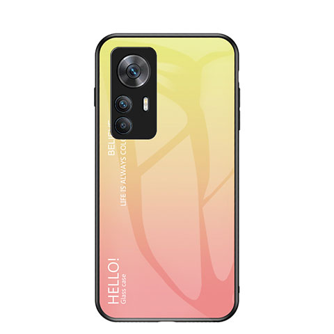 Custodia Silicone Specchio Laterale Sfumato Arcobaleno Cover LS1 per Xiaomi Redmi K50 Ultra 5G Giallo