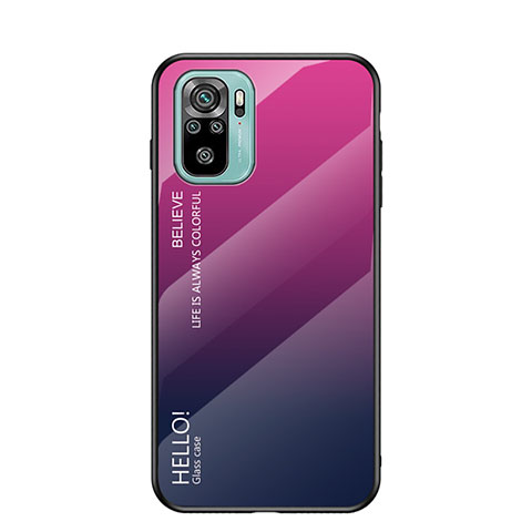 Custodia Silicone Specchio Laterale Sfumato Arcobaleno Cover LS1 per Xiaomi Redmi Note 10 4G Rosa Caldo