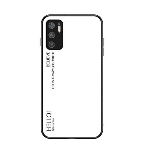 Custodia Silicone Specchio Laterale Sfumato Arcobaleno Cover LS1 per Xiaomi Redmi Note 10 5G Bianco