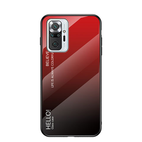 Custodia Silicone Specchio Laterale Sfumato Arcobaleno Cover LS1 per Xiaomi Redmi Note 10 Pro 4G Rosso