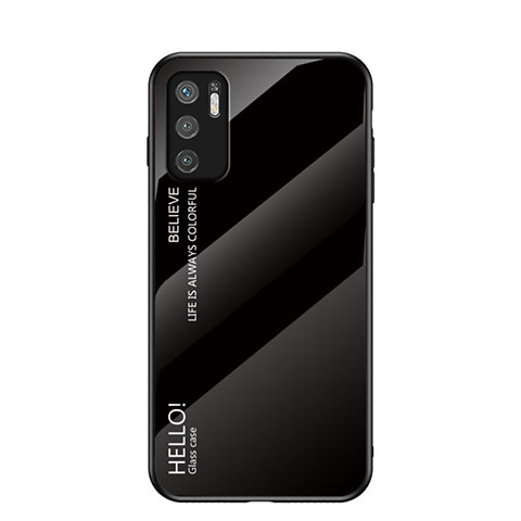 Custodia Silicone Specchio Laterale Sfumato Arcobaleno Cover LS1 per Xiaomi Redmi Note 10T 5G Nero
