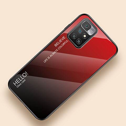 Custodia Silicone Specchio Laterale Sfumato Arcobaleno Cover LS1 per Xiaomi Redmi Note 11 4G (2021) Rosso