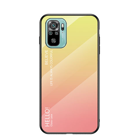 Custodia Silicone Specchio Laterale Sfumato Arcobaleno Cover LS1 per Xiaomi Redmi Note 11 SE India 4G Giallo