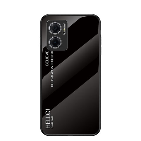 Custodia Silicone Specchio Laterale Sfumato Arcobaleno Cover LS1 per Xiaomi Redmi Note 11E 5G Nero