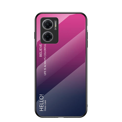 Custodia Silicone Specchio Laterale Sfumato Arcobaleno Cover LS1 per Xiaomi Redmi Note 11E 5G Rosa Caldo
