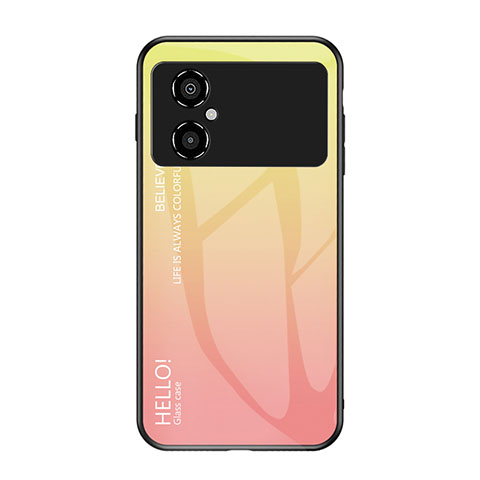 Custodia Silicone Specchio Laterale Sfumato Arcobaleno Cover LS1 per Xiaomi Redmi Note 11R 5G Giallo