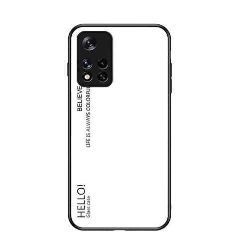Custodia Silicone Specchio Laterale Sfumato Arcobaleno Cover LS1 per Xiaomi Redmi Note 11T 5G Bianco