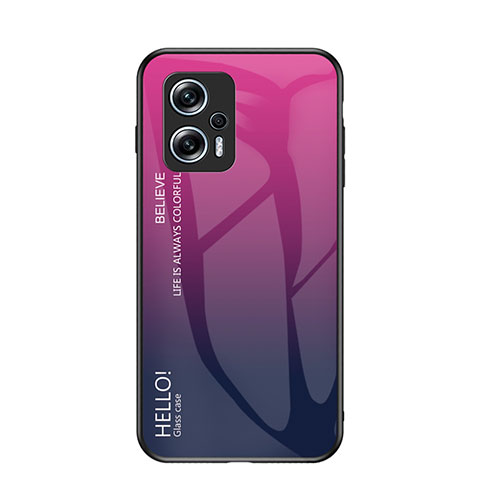Custodia Silicone Specchio Laterale Sfumato Arcobaleno Cover LS1 per Xiaomi Redmi Note 11T Pro+ Plus 5G Rosa Caldo