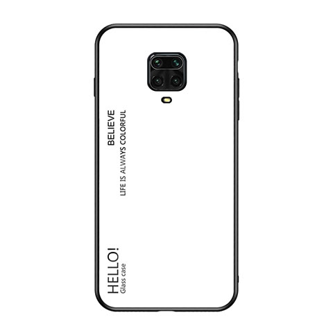 Custodia Silicone Specchio Laterale Sfumato Arcobaleno Cover LS1 per Xiaomi Redmi Note 9S Bianco
