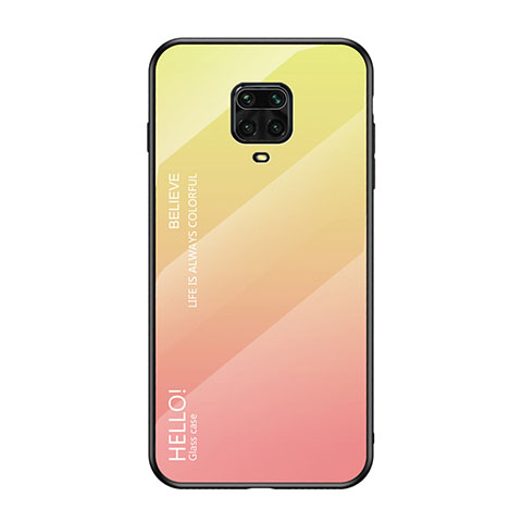 Custodia Silicone Specchio Laterale Sfumato Arcobaleno Cover LS1 per Xiaomi Redmi Note 9S Giallo