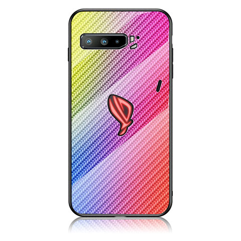 Custodia Silicone Specchio Laterale Sfumato Arcobaleno Cover LS2 per Asus ROG Phone 3 Rosa