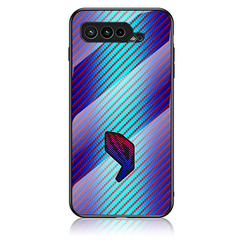 Custodia Silicone Specchio Laterale Sfumato Arcobaleno Cover LS2 per Asus ROG Phone 5 Ultimate Blu