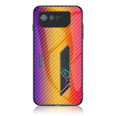 Custodia Silicone Specchio Laterale Sfumato Arcobaleno Cover LS2 per Asus ROG Phone 6 Arancione