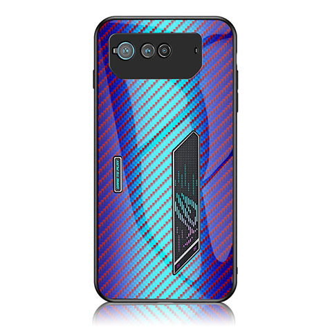 Custodia Silicone Specchio Laterale Sfumato Arcobaleno Cover LS2 per Asus ROG Phone 6 Pro Blu