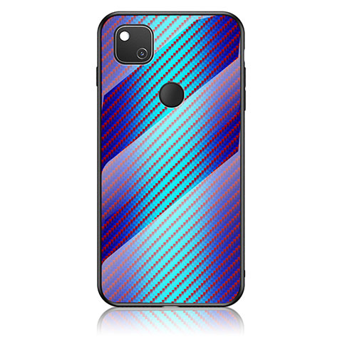 Custodia Silicone Specchio Laterale Sfumato Arcobaleno Cover LS2 per Google Pixel 4a Blu