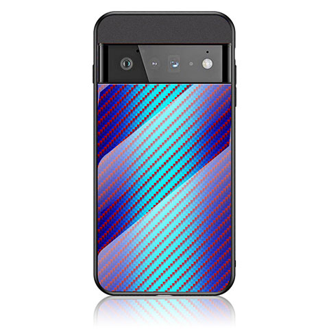 Custodia Silicone Specchio Laterale Sfumato Arcobaleno Cover LS2 per Google Pixel 6 Pro 5G Blu