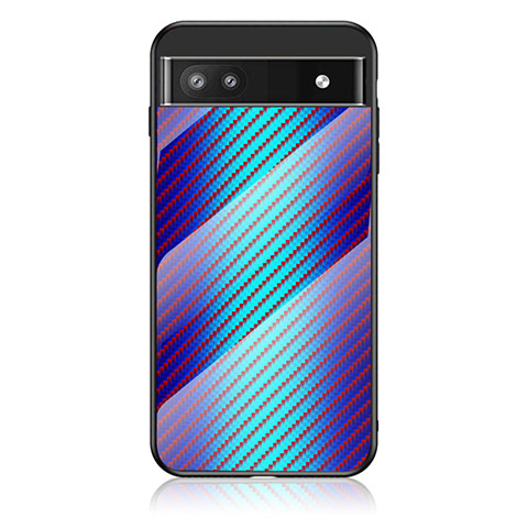 Custodia Silicone Specchio Laterale Sfumato Arcobaleno Cover LS2 per Google Pixel 6a 5G Blu